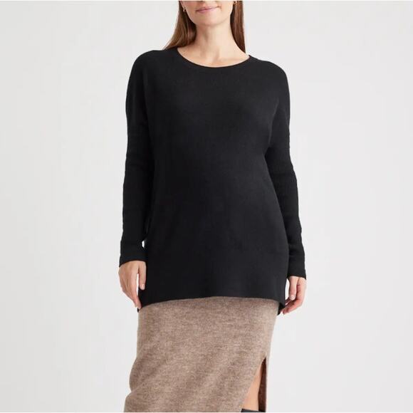Quince NWT Mongolian Cashmere Maternity Batwing Sweater Black Small Quiet Luxury - Picture 3 of 16